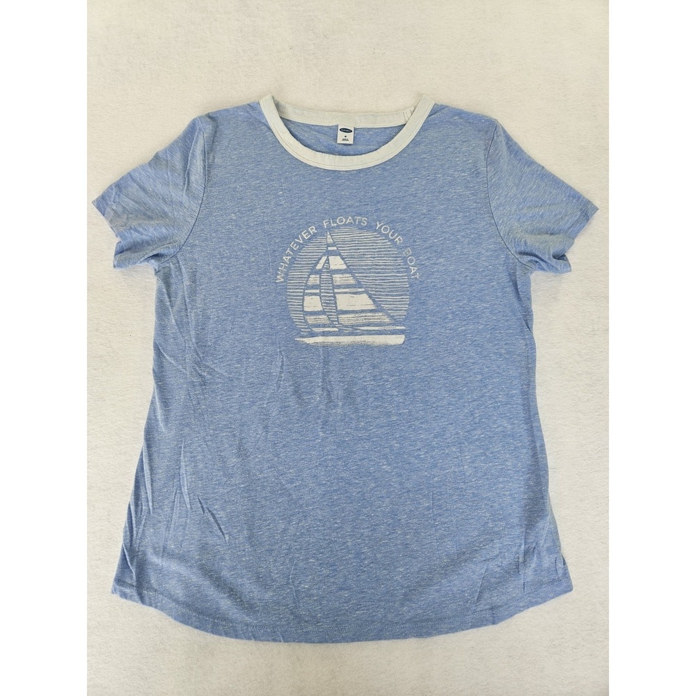 Nautical Sailboat Ringer T-Shirt Graphic Crewneck Tee Whatever‎ Floats Your Boat